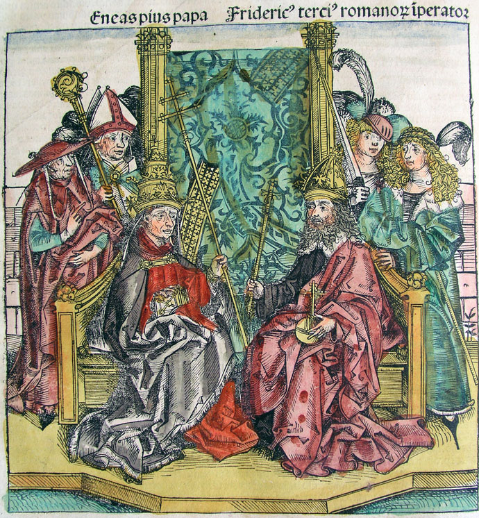 Papst Aeneas und Friedrich III.